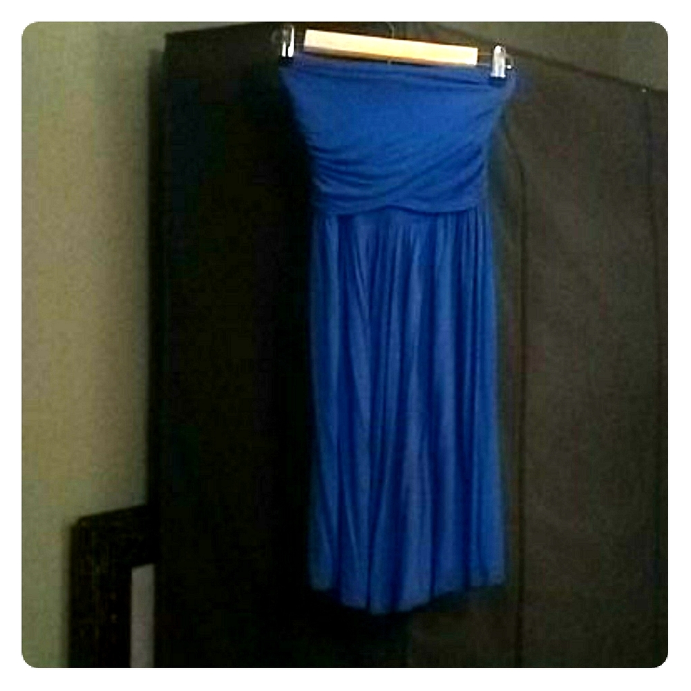 Cobalt blue strapless mini dress